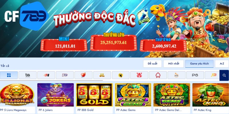 Kho game nổ hũ CF789 đồ sộ, đáp ứng mọi sở thích